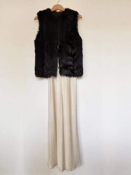 BASSIKE Black Shearling Vest • (Size 6-8)