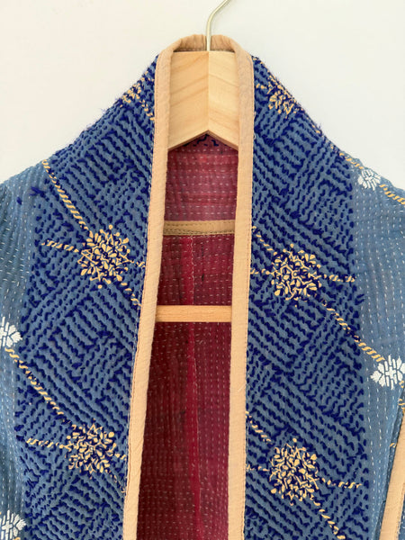 Reversible Indian Cotton Kantha Coat • Free Size