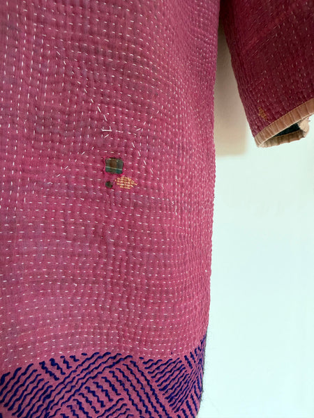Reversible Indian Cotton Kantha Coat • Free Size