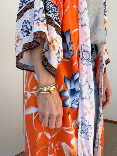 Pre-Loved Long Orange Duster/Kimono • Free Size