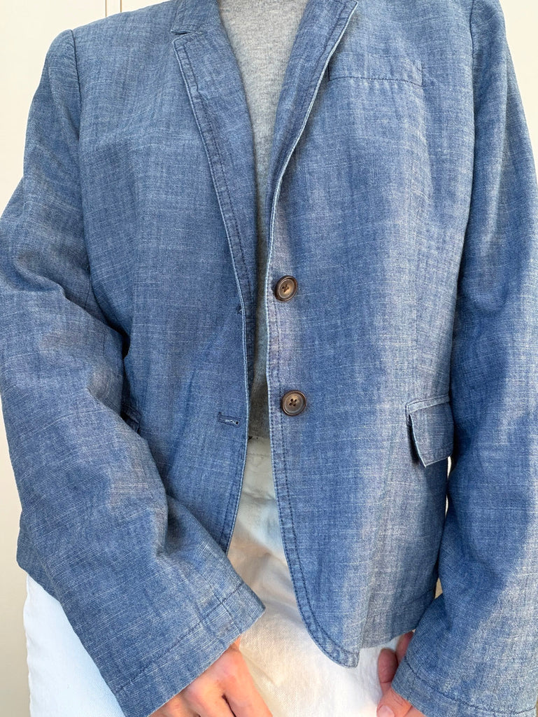 Pre-Loved J.Crew Blue Cotton Blazer • Size 16