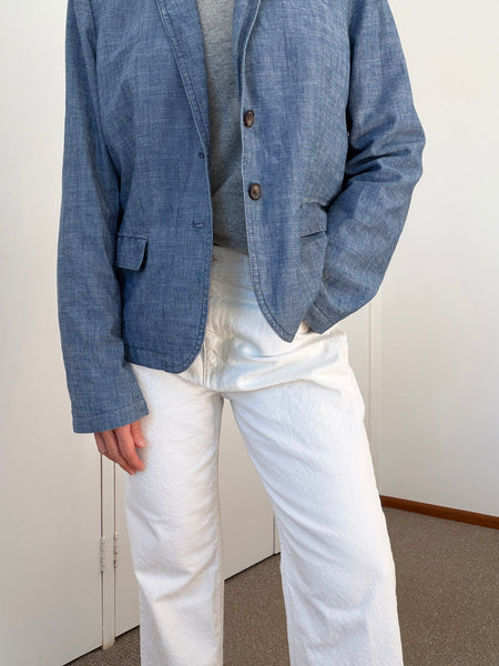 Pre-Loved J.Crew Blue Cotton Blazer • Size 16