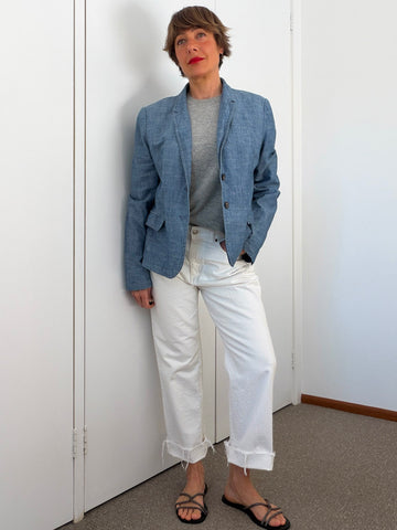Pre-Loved J.Crew Blue Cotton Blazer • Size 16