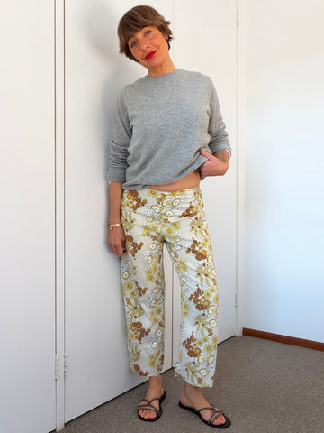 ESSIE PALM BEACH Yellow/Brown Floral Linen Pants • Size 10