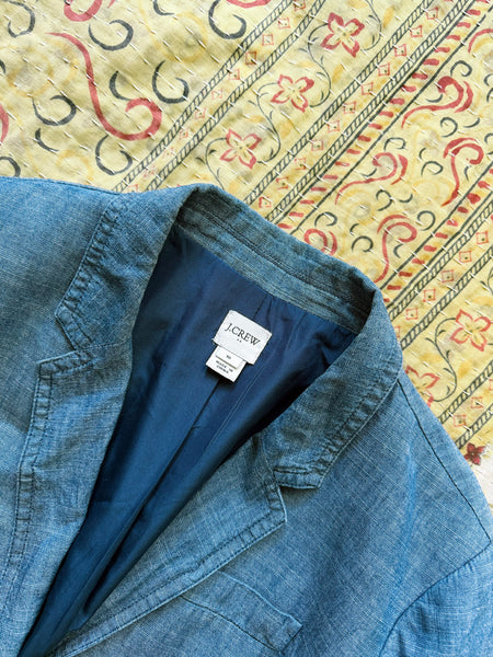 Pre-Loved J.Crew Blue Cotton Blazer • Size 16