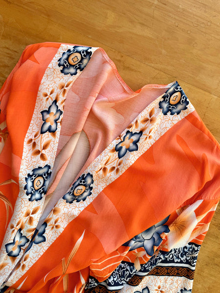 Pre-Loved Long Orange Duster/Kimono • Free Size