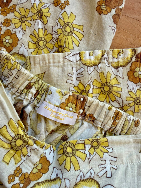Pre-Loved ESSIE PALM BEACH Yellow/Brown Floral Linen Pants • Size 10
