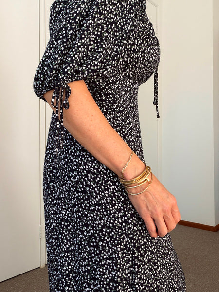 Pre-Loved Black & White Floral Dress • Size 10