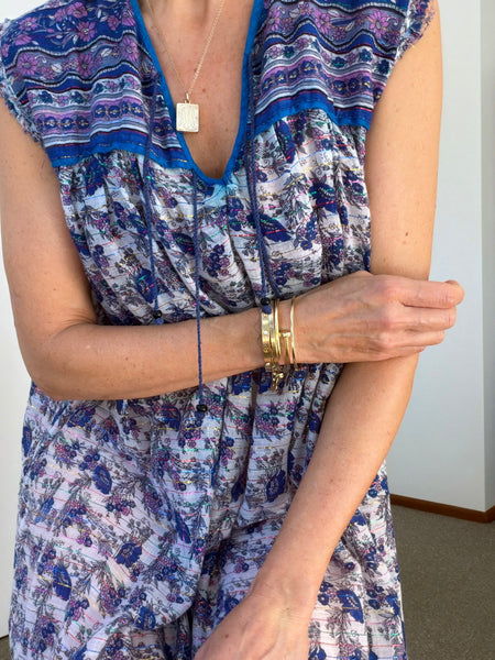 Pre-Loved Indian Cotton Lurex Sleeveless Dress • Size 10