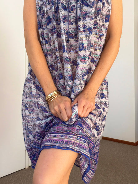 Pre-Loved Indian Cotton Lurex Sleeveless Dress • Size 10