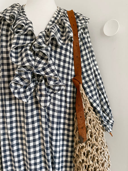 Lee Mathews "Nellie" Linen Ruffle Midi Dress • (Size 0) AUS 12