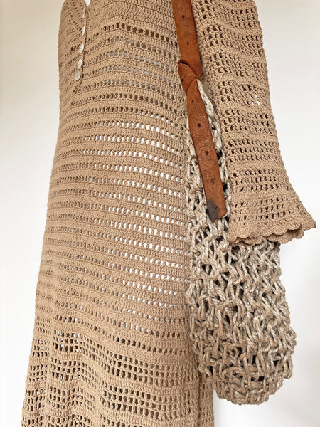 She Made Me Lolita Crochet Dress Sand • (Size Large) Aus 12-14