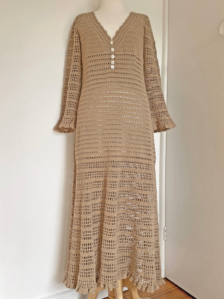 She Made Me Lolita Crochet Dress Sand • (Size Large) Aus 12-14