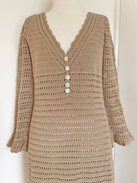 She Made Me Lolita Crochet Dress Sand • (Size Large) Aus 12-14
