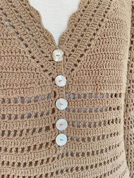 She Made Me Lolita Crochet Dress Sand • (Size Large) Aus 12-14