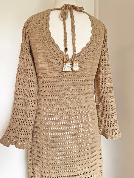 She Made Me Lolita Crochet Dress Sand • (Size Large) Aus 12-14