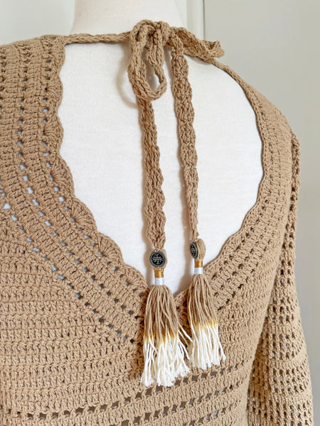 She Made Me Lolita Crochet Dress Sand • (Size Large) Aus 12-14
