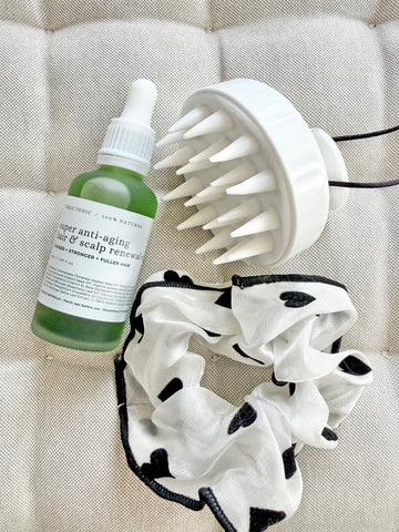 THE HAIR & SCALP BEAUTY SET (50ml Hair & Scalp Renewal Oil + Scalp Massager + Satin Hair Scrunchie) • SAVE 15%