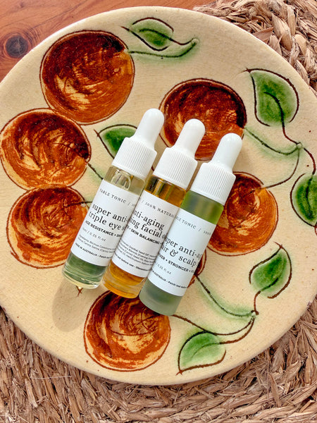 THE BEAUTY SET 6 • 10ml Scalp & Hair Renewal Oil + 10ml Facial Oil + 10ml Eye Serum • (SAVE 15%) NEW