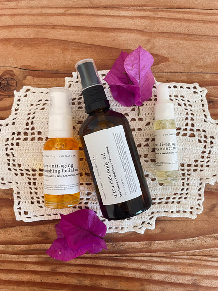 THE BEAUTY SET 4 • 100ml Body Oil + 30ml Facial Oil + 10ml Eye Serum • (SAVE 15%) NEW