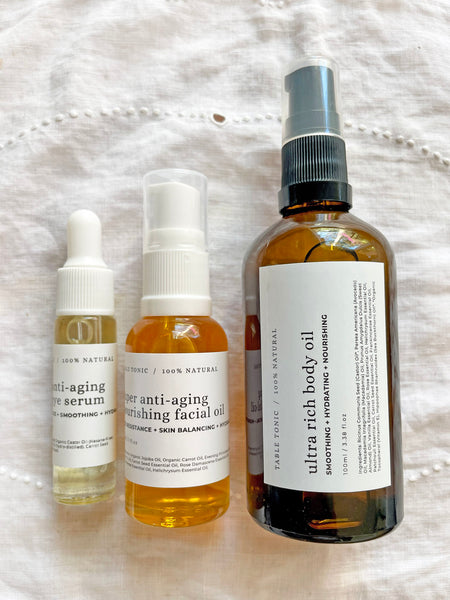 THE BEAUTY SET 4 • 100ml Body Oil + 30ml Facial Oil + 10ml Eye Serum • (SAVE 15%) NEW