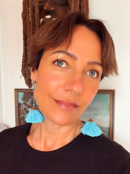 Babylon Tassel Earrings (Aqua)