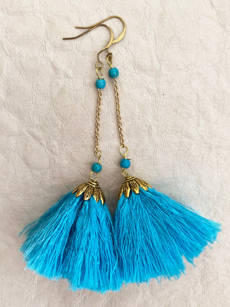 Babylon Tassel Earrings (Aqua)