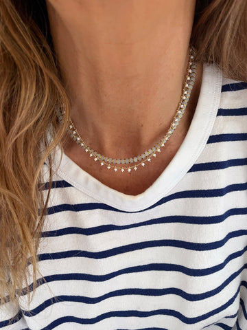 Crystal PUKA Choker (Quartz/Gold) • NEW