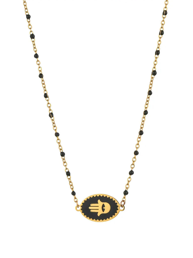HAMSA Amulet Necklace (Black) • NEW