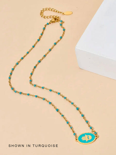 HAMSA Amulet Necklace (White) • NEW