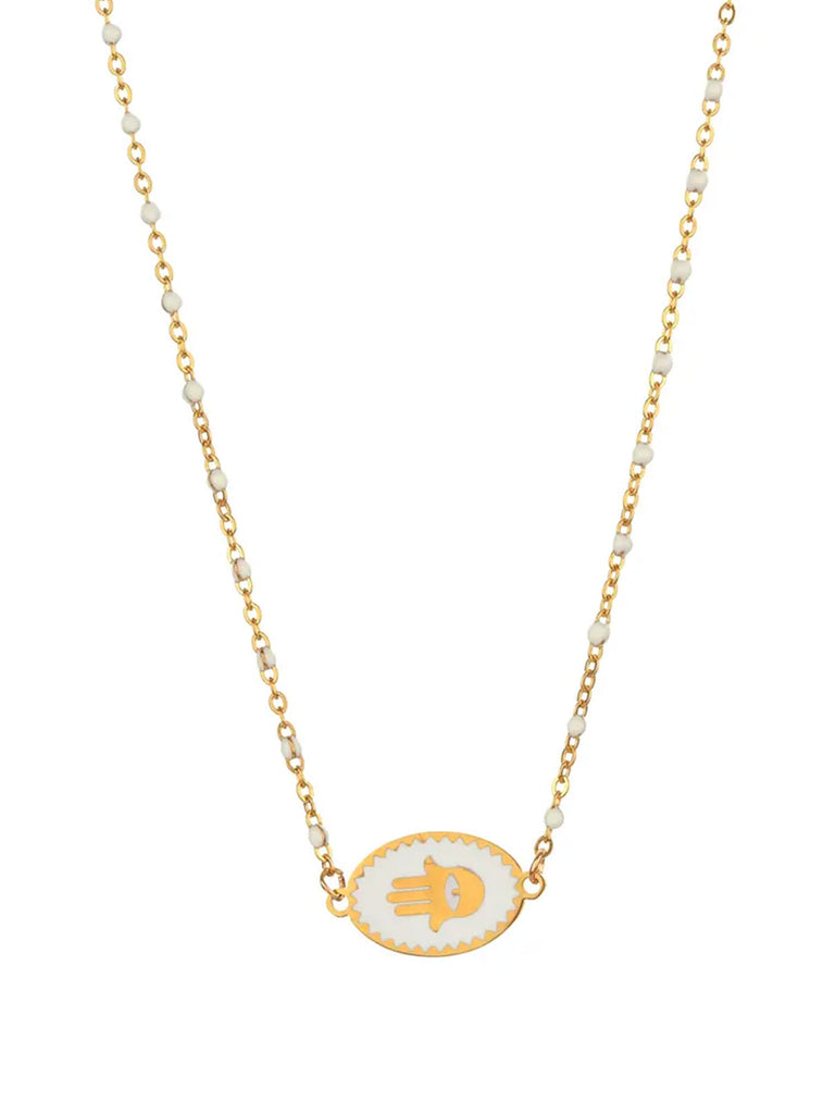 HAMSA Amulet Necklace (White) • NEW