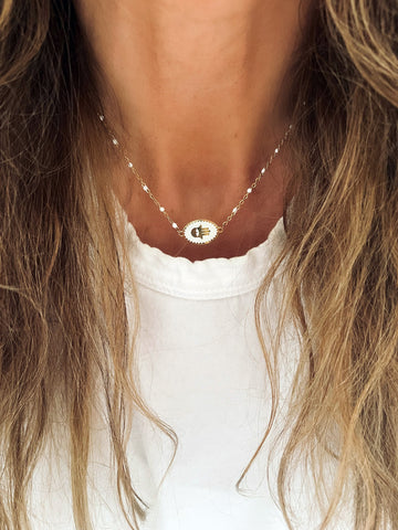 HAMSA Amulet Necklace (White) • NEW