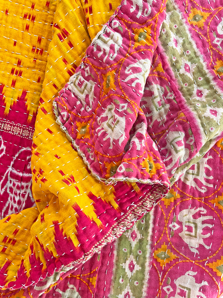 Vintage Indian Reversible Kantha Throw (Number 71) • NEW