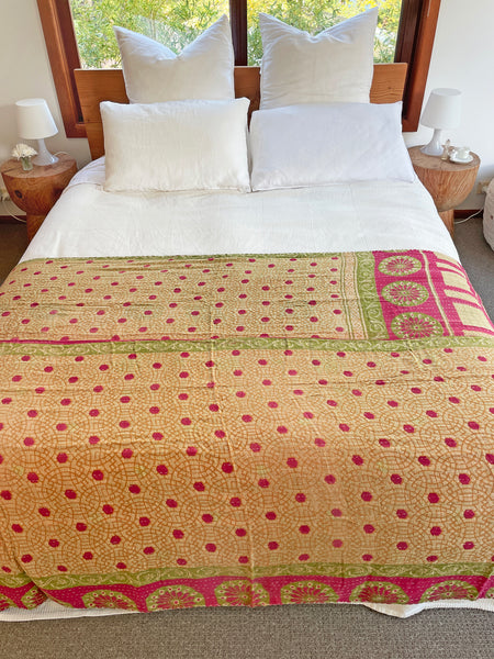 Vintage Indian Reversible Kantha Throw (Number 72) • NEW