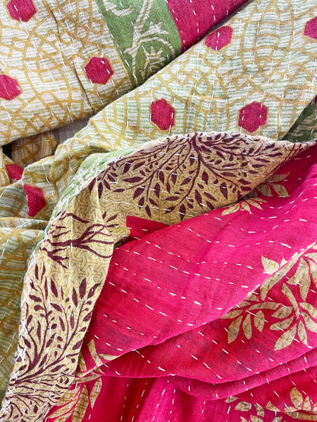 Vintage Indian Reversible Kantha Throw (Number 72) • NEW