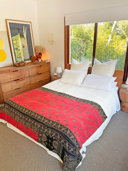 Vintage Indian Reversible Kantha Throw (Number 73) • NEW