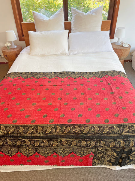 Vintage Indian Reversible Kantha Throw (Number 73) • NEW