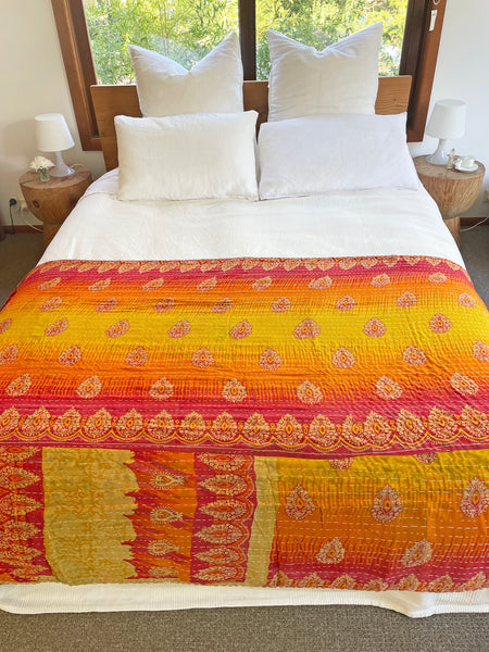 Vintage Indian Reversible Kantha Throw (Number 73) • NEW