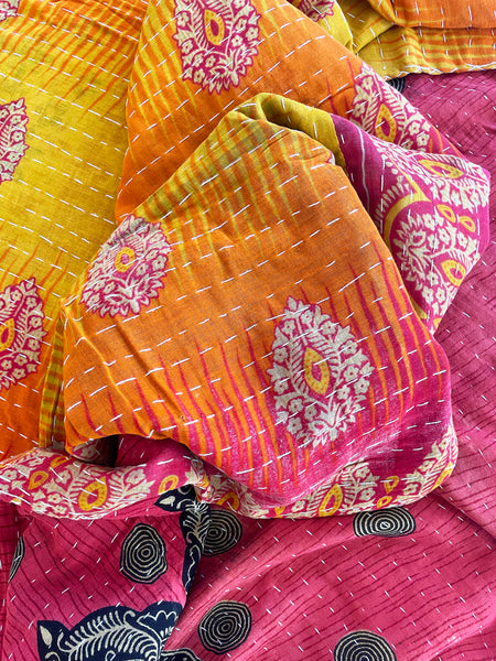 Vintage Indian Reversible Kantha Throw (Number 73) • NEW