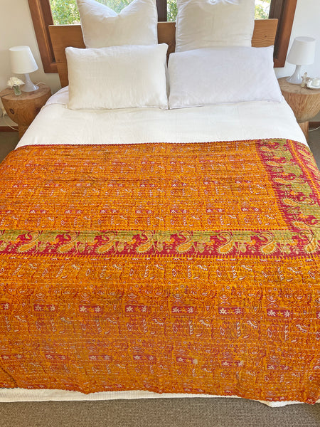 Vintage Indian Reversible Kantha Throw (Number 74) • NEW