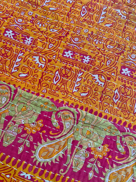 Vintage Indian Reversible Kantha Throw (Number 74) • NEW