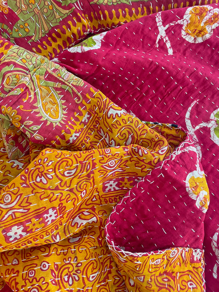 Vintage Indian Reversible Kantha Throw (Number 74) • NEW