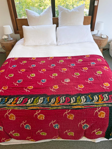 Vintage Indian Reversible Kantha Throw (Number 74) • NEW