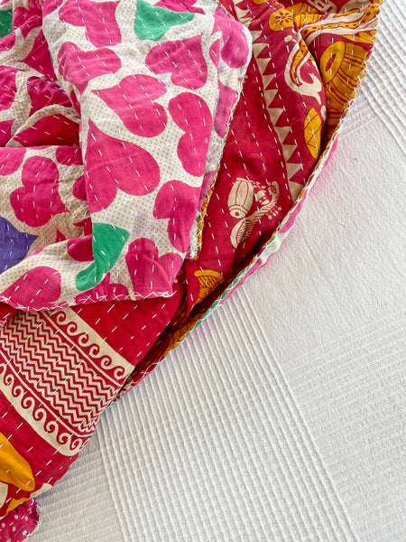 Vintage Indian Reversible Kantha Throw (Number 76) • NEW