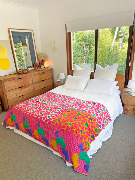 Vintage Indian Reversible Kantha Throw (Number 76) • NEW