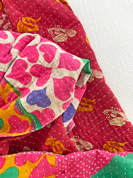 Vintage Indian Reversible Kantha Throw (Number 76) • NEW