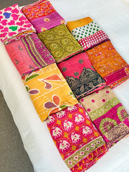 Vintage Indian Reversible Kantha Throw (Number 72) • NEW