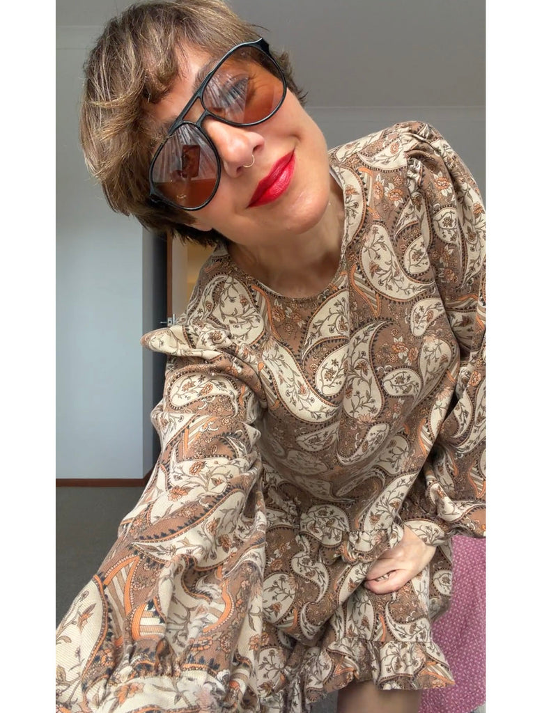 Pre-Loved SEED Linen Blend Paisley Dress • Size 12