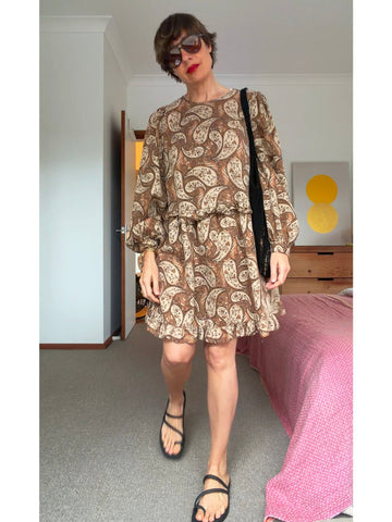 Pre-Loved SEED Linen Blend Paisley Dress • Size 12