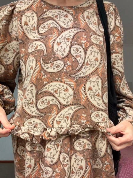 Pre-Loved SEED Linen Blend Paisley Dress • Size 12